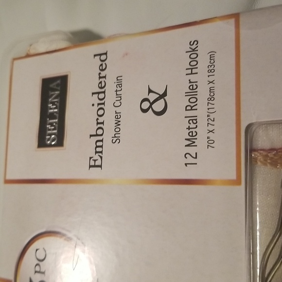 Sally Bath Collection Selena 13 PC Set; Shower Curtain  12 Metal Roller Hooks - Picture 2 of 8